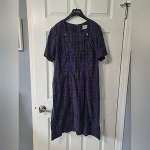 Vintage 80s Plaid Dress Set